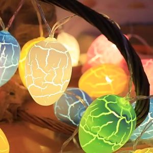 Ready Stock SG Easter Egg LED Fairy Lights 2M 10LED 3M 20LED Pastel Crackle Egg String Lights Easter Party Decorations