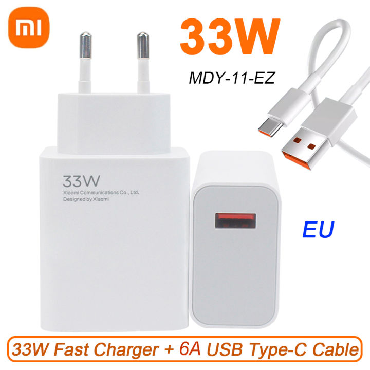 For Xiaomi 33W Fast Charger EU Mi Turbo Charge with 6A Type C