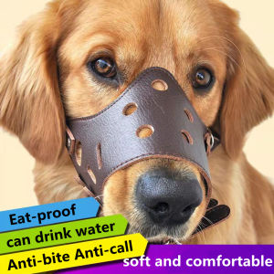 Adjustable Breathable Mask PU Leather Pet Dog Muzzle Anti Bark Bite Chew Safety For Small Large Dogs Mouth Soft Muzzles Training Dog Mouth Cover
