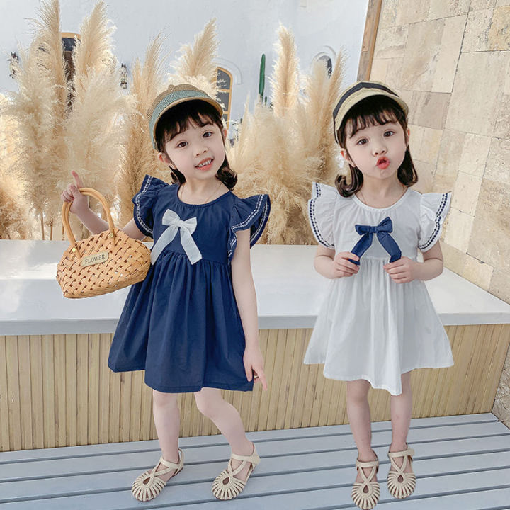 Baby Girl Clothes Korean Cotton Princess Bowknot Dress Sleeveless