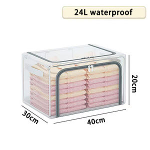 Transparent Dust-proof Thickened Foldable Storage Box wardrobe organizer with Handles stackable storage