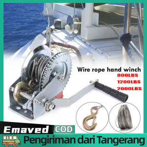 【Barang Spot】Wire Rope Hand Winch 2000LBS 1200LBS 800LBS Kualitas Tinggi Hand Winch 360 Kg Katrol Kerekan Boat Winch Katrol Manual