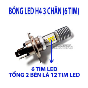 Bóng đèn trước LED H4 3 chân lắp Rs Rsx Ws Ws110 Fu Sirius Novuo và nhiều dòng xe khác đang dùng bóng H4 helogen 3 chân.