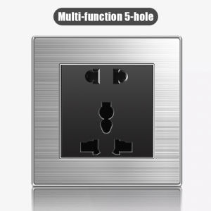 Aumopro tường chuyển đổi cho ánh sáng 86 loại hiện đại tường Ổ cắm chuyển đổi gương nút nhôm Brushed Khung bảng điều chỉnh ON/Off với chỉ số LED đêm tự động thiết lập lại thiết bị chuyển mạch Ổ cắm điện