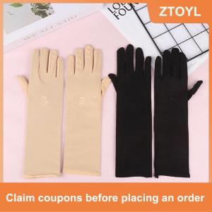 【ZTOYL】 1 cặp găng tay Kem chống nắng lái xe găng tay căng Phụ Nữ Chống UV giữa dài thoáng khí găng tay cho mùa xuân mùa hè Găng tay mỏng
