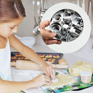 24Pcs Mini Stainless Steel Cookie Cutter Set Assorted Heart Star Flower Geometric Shapes Multi Sizes Biscuit Fondant Cake Molds Christmas Baking Decoration Tools
