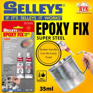 SYK SELLEYS Epoxy Fix Super Steel AB Glue Araldite 2 Ton Copper Steel Aluminium Brass Pewter (Metallic Grey) 35ml