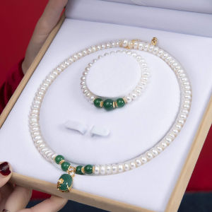 Vòng Cổ Ngọc Trai Nước Ngọt Kết Hợp Đá Mã Não Xanh Sang Trọng Vòng Cổ Ngọc Trai Thật Quà Tặng Bà - Mẹ - BNJ1308 - Bảo Ngọc Jewelry