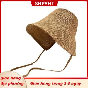 [COD] SHPYHT Giao hàng địa phương Lanh rơm Regency bonnets mũ cho phụ nữ Sun hat Bow bãi biển cap lớn rộng vành cloche hat chapeau Femme ren lên ngoài trời mùa hè