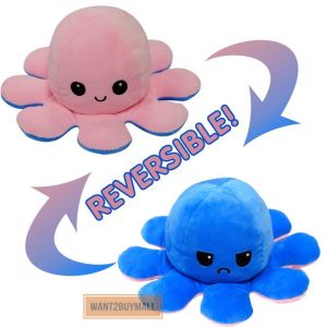 UMI 20cm Reversible Flip Octopus Doll Patung Sotong Mainan Soft Toys Plush Bipolar Plushie Stuffed Toy Kids Birthday Gift