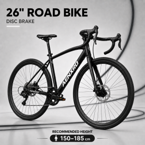 AENXRD Road Bike 26-Inch Adults 21-Speed Disc Brake Alloy Frame Drop Handlebar Bicycle 150kg Max Load