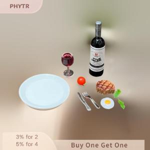 PHYTR HOT 1 Set Miniature Kitchen Doll House Simulation Model 1:12 Scale Dollhouse Mini Wine Steak Kit Home Decoracion Accessories