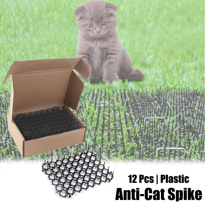 12pcs Garden Cat Scat Mats Cats Net AntiCat Dogs Repellent Mat Prickle