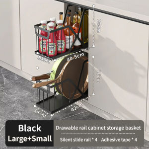 Sliding cabinet storage rack pull-out collection basket for seasonings and sink openwork storage rack for cookware