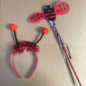 Childrens Performing Costumes Yellow Bee Three-Piece Wings Performance Props Ladybug Gold Powder Painted Halloween