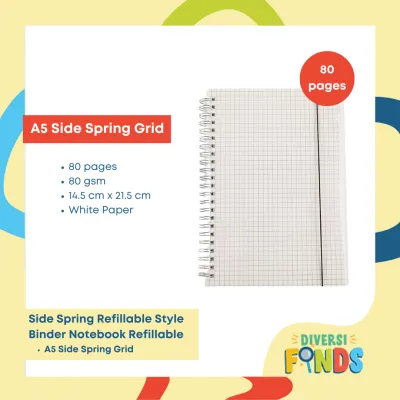 MUJI Style Spiral Notebook with Garter - Size A5 B5 A6 - LINEPLAIN DOT and GRID