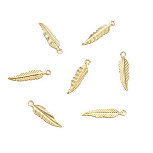 10ชิ้น/Bag14K จี้ใบสั้นทองแดงชุบทองยาวสำหรับการทำตุ้มหูสร้อยคอเครื่องประดับ DIY