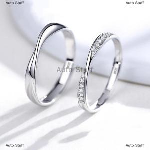[COD] Auto Stuff แหวนคู่รัก1คู่แหวนคริสตัลเพชรหมั้นเครื่องประดับแหวนปรับได้