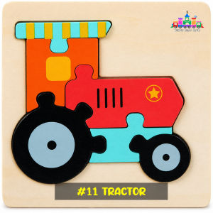 Permainan Kayu Berwarna-warni Colorful Wood Puzzle Baby Toy Education Hand Eye Puzzle Animal Transport Theme Puzzle