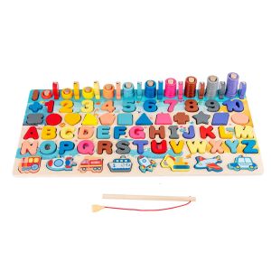 YUDESHUI Multicolor Montessori Wooden Toys Fruit Animal Traffic Digital Alphabet Figure Matching Puzzle Funny Wood Educational Kids Toys Preschool Children