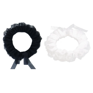 Renaissances Elizabethan Double Layer Ruffled Lace False Collar Vintage Neck Ruff Ties Up Detachable Chokers Shawl Wrap