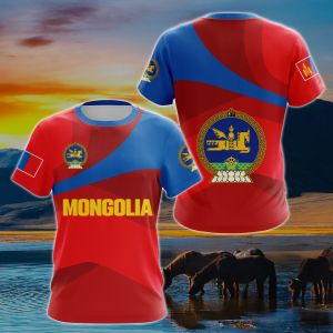 Mongolia Flag & Coat of Arms Graphic Tee Summer Casual Streetwear Mens Fashion Loose T-shirts Boy Oversized Short Sleeve Tops