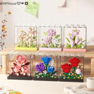WP💓💛💖 Bouquet Sunflower Potted Plant Micro Building Blocks Eternal Flower Model DIY Home Desk Decoration Brick Toys Gift