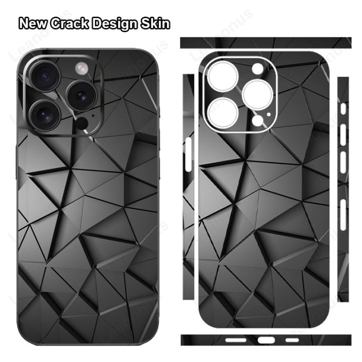 Black Crack Design Skin for iPhone 15 16 14 13 12 11 Pro Max XS X