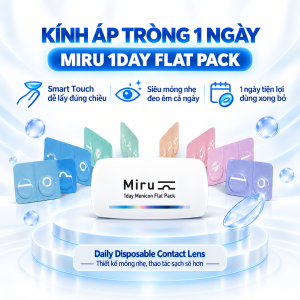 Menicon Miru 1day Flat Pack – Kính Áp Tròng Trong Suốt Dùng 1 Ngày Hộp 30 Chiếc
