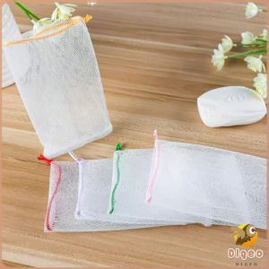 Digeo 10Pcs Handmade Bath Soap Bubble Mesh Bags / Exfoliating Cleaning Facial Soap Net (Random Color)