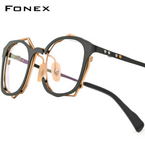 FONEX Pure Titanium Glasses Frame Men Brand Design Retro Vintage Square Eyeglasses Full-Rim Japanese High-Quality Custom Optical Eyewear 85729
