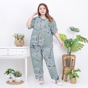 cp kemeja jumbo ld120/piyama jumbo/baju tidur jumbo/setelan wanita katun jumbo/setelan santai terbaru