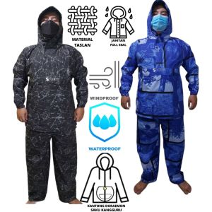 Jas Hujan Motif Wanita Pria Dewasa SAKU KANGGURU SNDR