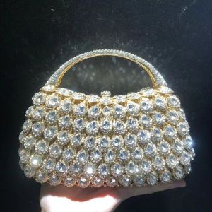 Diamond Dinner Bag Banquet Party Diamond Handheld Bag Hollow Metal Hard Box Womens Bag