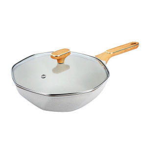 (3 Year Warranty)Medical Stone Non-stick Wok 99.9% Silver Ion Antibacterial Household Cooking Pot Three-layer Thickened Composite Bottom Multifunctional Octagonal Pot Induction Cooker Gas Stove Universal