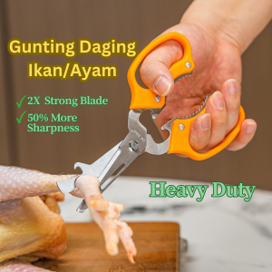 Multi function sharp kitchen scissors/Gunting ikan ayam stainless steel serbaguna