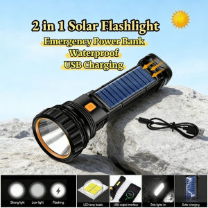 LED Solar Powered Flashlight Extremely Bright 3 Modes USB Charging with COB Side Light Handheld Lamp