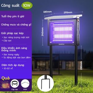 【Kho SG】Đèn Diệt Muỗi Năng Lượng Mặt Trời IP65 - Sân Vườn/Ban Công | Sạc USB + Ánh Sáng Mạnh | Hiệu Quả Cao
