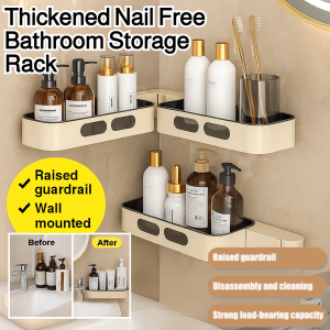 Nail Free Bathroom Corner Rack Thickened Wall Mounted Storage Shelf Plastic Organizer for Toiletries
