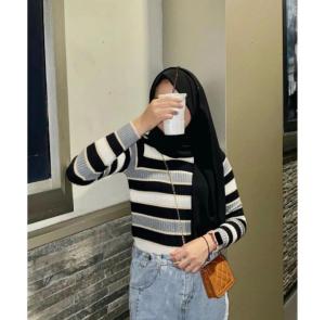 BICCA INNER KNIT STRIPE / ATASAN RAJUT PRESSBODY / INNER RAJUT LENGAN PANJANG / ATASAN WANITA