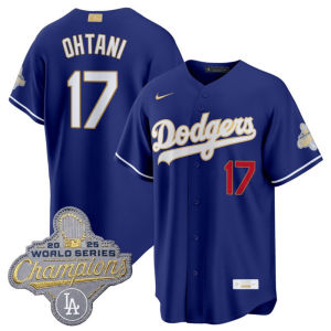 In-stock MLB embroidered baseball jersey Dodgers 17 # Shohei Ohtanis Championship Blue Jersey Wholesale in Europe and America