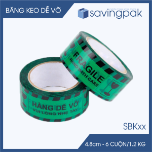 Băng keo hàng dễ vỡ khổ 4.8 cm - Băng dính niêm phong đóng hàng giá rẻ - Nhiều màu - 12 cuộn