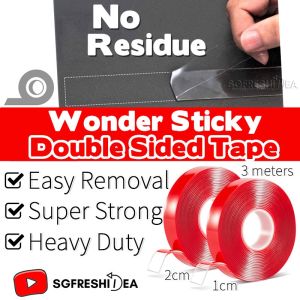 3 meters/roll Strong Wonder Sticky Double Sided Waterproof Tape | Residue | Clear Transparent