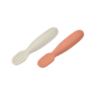 BEABA ช้อนหัดทานอาหาร Set of 2 Silicone Pre Spoons - Terracotta/Velvet Grey 