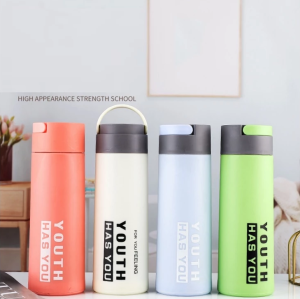 Botol Minum Kaca Lapis Plastik Motif Youth Has You Tumbler Glass Dengan Tentengan Souvenir Hadiah Wedding 450ml 2084-6