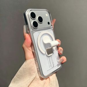 Luxury Card Holder Photo Wallet Magnetic Bracket Case For iPhone 17 16 15 14 13 18 Pro Max For Magsafe Acrylic Clear Cover Funda
