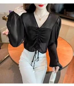 Toply shop Cardigan  Transparan  tali serut long sleeve  rcrop  / outer ceruti premium  / cardigan long sleeve korean