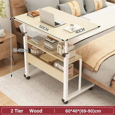 Height Adjustable Laptop Table Mobile Side Table Home Office Desk Bed Side Lazy Table with Wheel