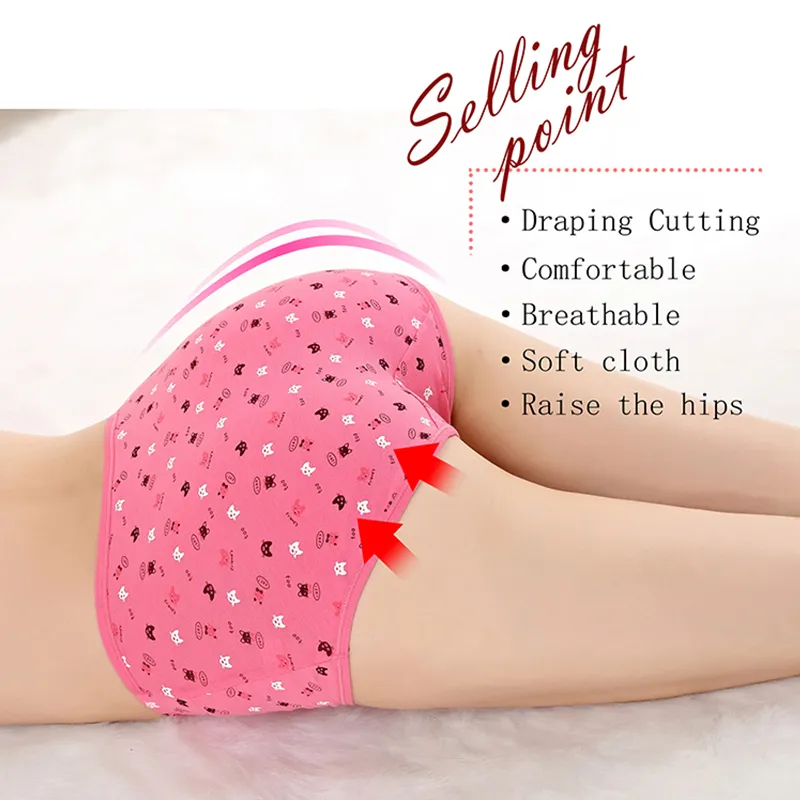 Panty Cotton Stretchable Sexy Panties Womens Medium Waist Elastic Underwear  Ladies Printed Breathable Cute Briefs Underpants for Teens