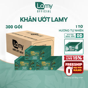 [LAMY OFFICIAL]_Thùng 300 khăn lạnh cao cấp Lamy 1 tờ Hương Tự Nhiên đa năng không mùi không cồn